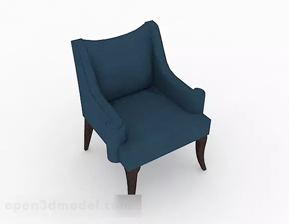 Simple European Blue Single Sofa Furniture 3d model Simple European Blue Single Sofa Furniture 3d model