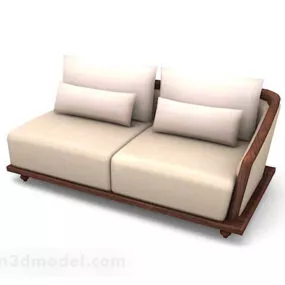 Simple Beige Double Sofa 3d model