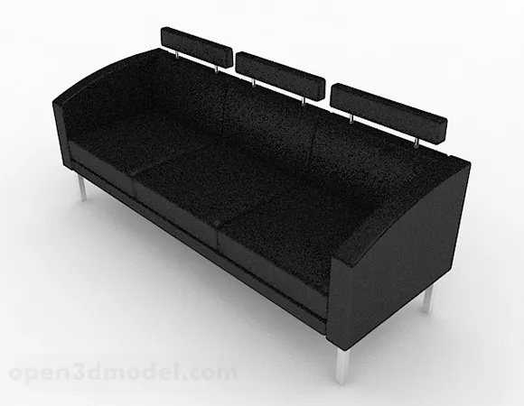 Simple Black Multiseater Sofa 3d model Simple Black Multiseater Sofa 3d model