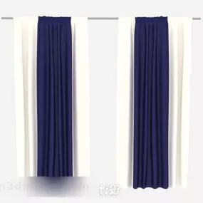 Simple Blue And White Curtains 3d model