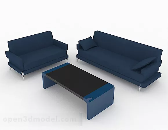Simple Blue Set Sofa Furniture 3d model Simple Blue Set Sofa Furniture 3d model