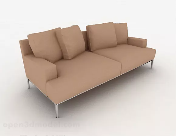 Simple Brown Casual Double Sofa 3d model Simple Brown Casual Double Sofa 3d model