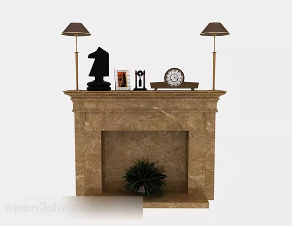 Simple Brown Decorative Fireplace 3d model Simple Brown Decorative Fireplace 3d model