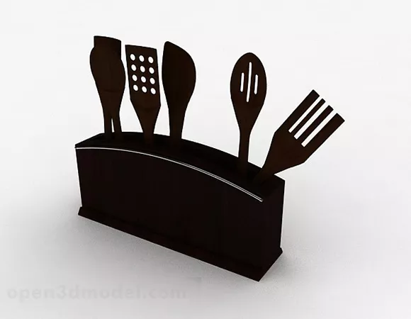 Simple Brown Kitchen Utensils 3d model Simple Brown Kitchen Utensils 3d model