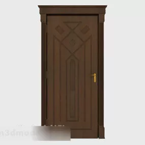 Simple Brown Solid Wood Door 3d model