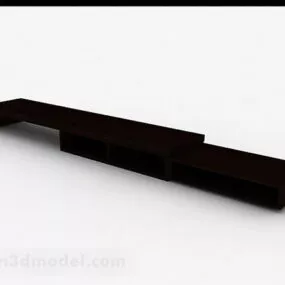 Simple Brown Wooden Tv Cabinet 3d model