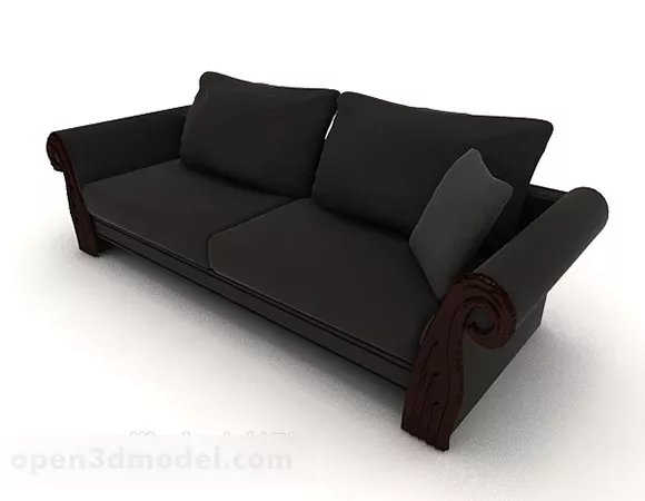 Simple Casual Black Double Sofa 3d model Simple Casual Black Double Sofa 3d model