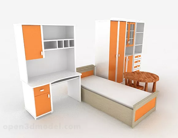Simple Children’s Single Bed Furniture 3d model Simple Children’s Single Bed Furniture 3d model