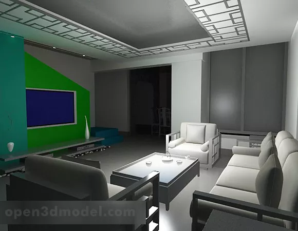 Simple Chinese Style Living Room 3d model Simple Chinese Style Living Room 3d model