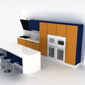 Simple Colorful Kitchen Cabinet 3d model