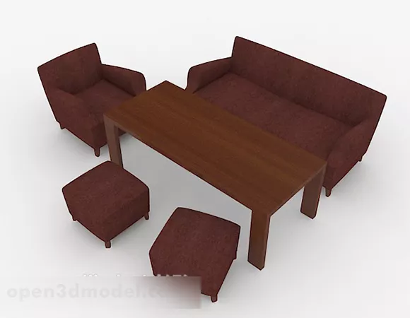 Simple Dark Red Sofa 3d model Simple Dark Red Sofa 3d model