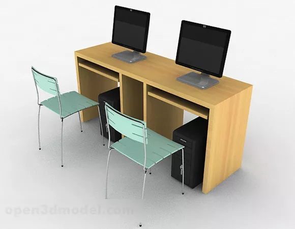 Simple Desk And Chair Combination 3d model Simple Desk And Chair Combination 3d model