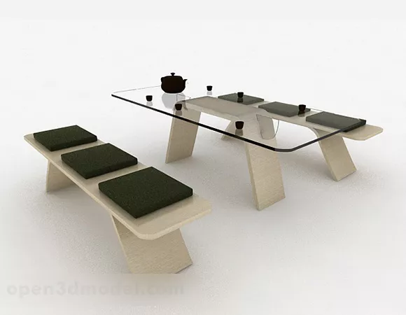 Simple Dining Table And Chair Combination 3d model Simple Dining Table And Chair Combination 3d model