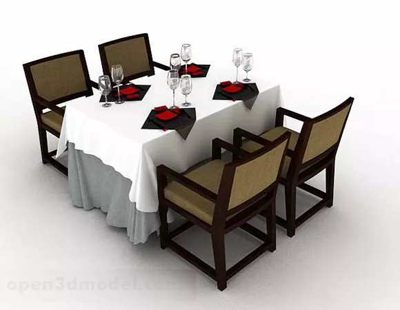 Simple Dining Table And Chairs 3d model Simple Dining Table And Chairs 3d model