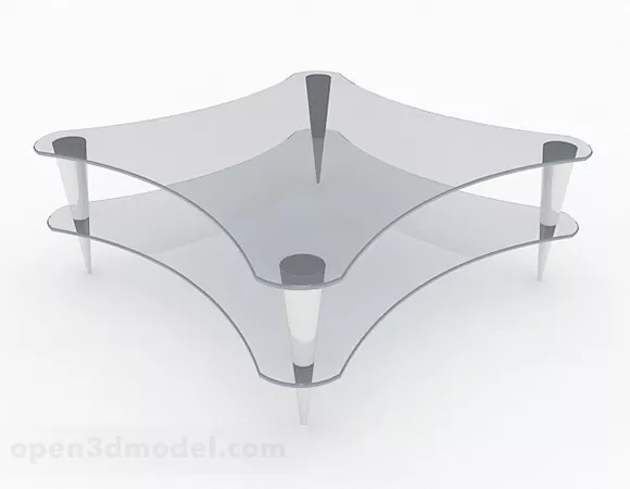 Simple Double Glass Tea Table Furniture 3d model Simple Double Glass Tea Table Furniture 3d model