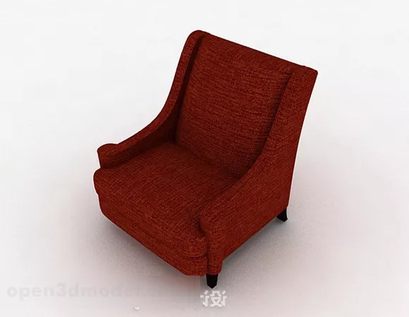 Simple European Red Single Sofa 3d model Simple European Red Single Sofa 3d model