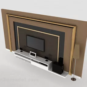 Simple Wooden European Tv Wall Interior 3d model