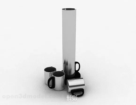 Simple Gray Cup Set 3d model Simple Gray Cup Set 3d model