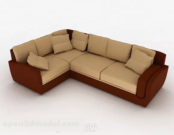 Simple Brown Multi-seats Sofa Furniture 3d model Simple Brown Multi-seats Sofa Furniture 3d model