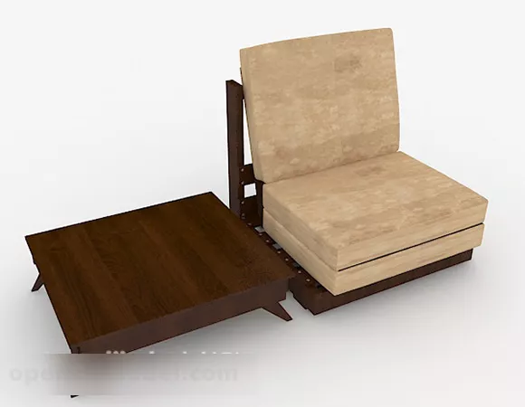 Simple Home Brown Wooden Single Sofa 3d model Simple Home Brown Wooden Single Sofa 3d model