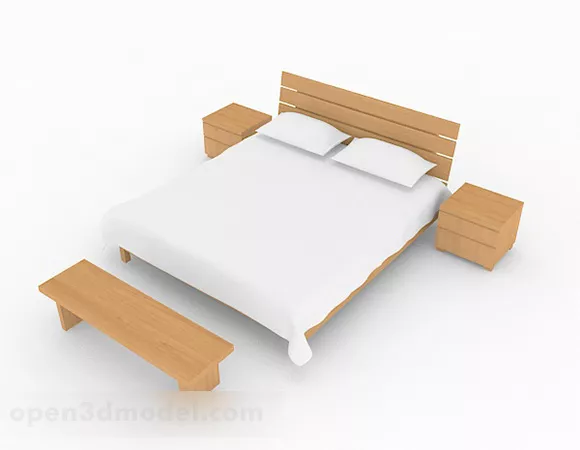 Simple Home Double Bed 3d model Simple Home Double Bed 3d model