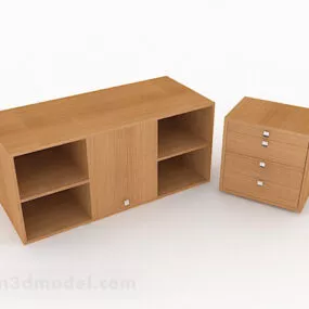 Simple Home Wooden Bedside Table 3d model