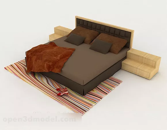 Simple Home Wooden Dark Brown Double Bed 3d model Simple Home Wooden Dark Brown Double Bed 3d model