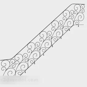 Simple Iron Staircase Handrail 3d model
