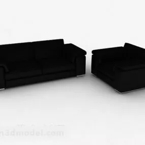 Simple Modern Black Sofa Set 3d model