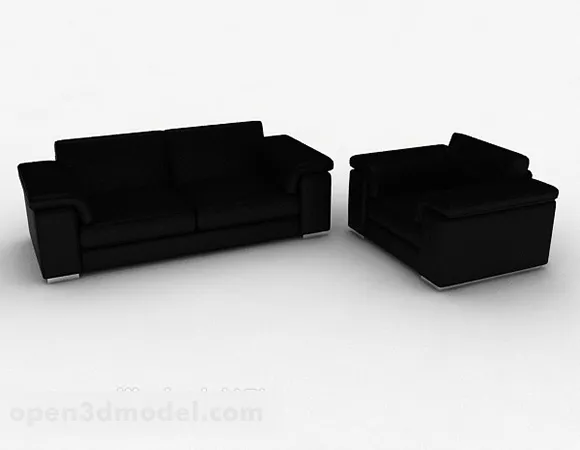 Simple Modern Black Sofa Set 3d model Simple Modern Black Sofa Set 3d model