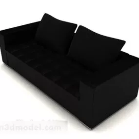 Simple Modern Black Double Sofa 3d model