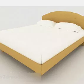 Simple Modern White Double Bed 3d model
