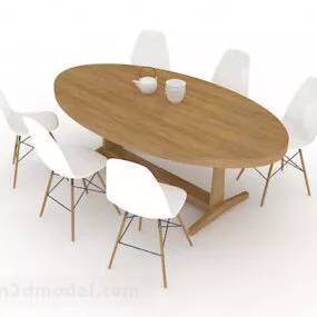 Simple Oval Dining Table And Chair 3d model