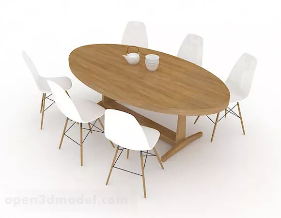 Simple Oval Dining Table And Chair 3d model Simple Oval Dining Table And Chair 3d model
