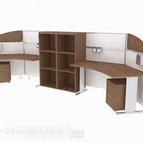 Simple Personality Wooden Double Desk 3d model