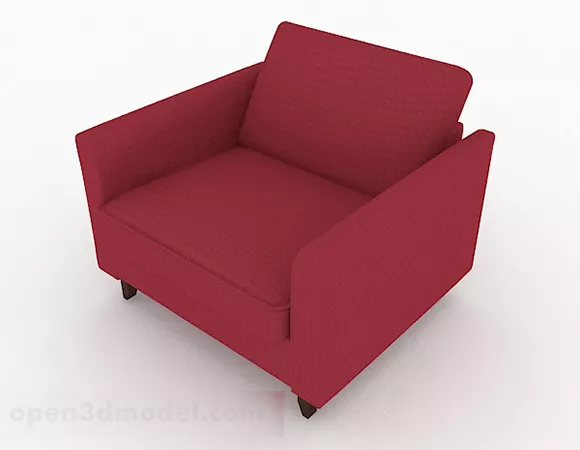 Simple Red Single Sofa Furniture 3d model Simple Red Single Sofa Furniture 3d model