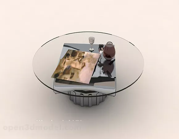 Simple Round Glass Coffee Table 3d model Simple Round Glass Coffee Table 3d model