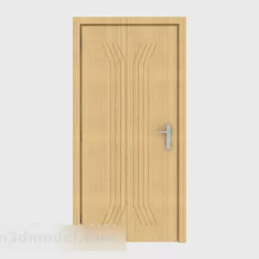 Simple Solid Wood Home Room Door 3d model