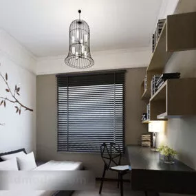 Simple Study Room Interior 3d model