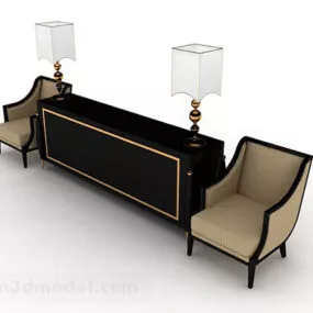 Simple Table And Chair Combination 3d model