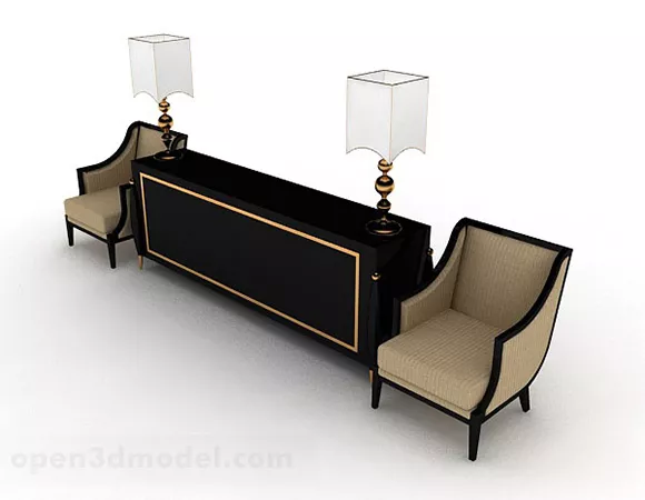 Simple Table And Chair Combination 3d model Simple Table And Chair Combination 3d model
