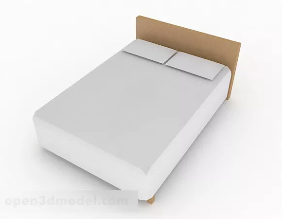 Simple White Double Bed 3d model Simple White Double Bed 3d model