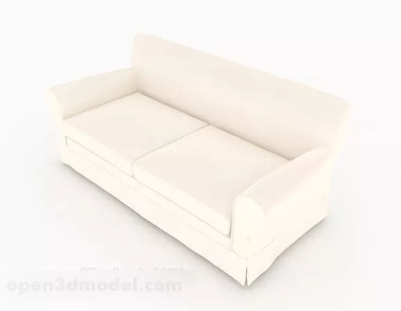 Simple White Home Double Sofa 3d model Simple White Home Double Sofa 3d model