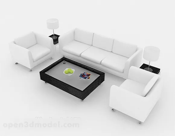 Simple White Wood Sofa 3d model Simple White Wood Sofa 3d model