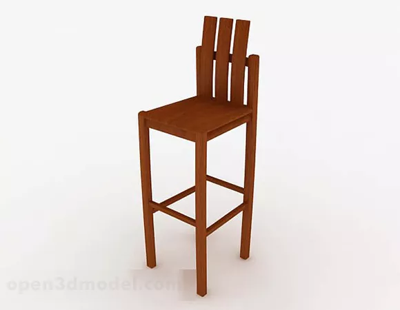 Simple Wooden Brown Bar Chair 3d model Simple Wooden Brown Bar Chair 3d model