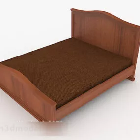 Simple Wooden Brown Bed 3d model