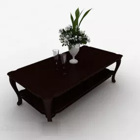 Simple Wooden Brown Coffee Table 3d model