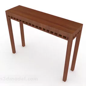 Simple Wooden Brown Desk 3d model