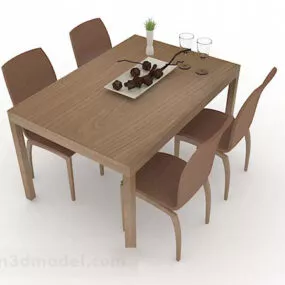 Simple Wood Dining Table And Chair Furniture 3d model
