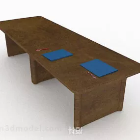 Simple Wooden Brown Office Desk 3d model